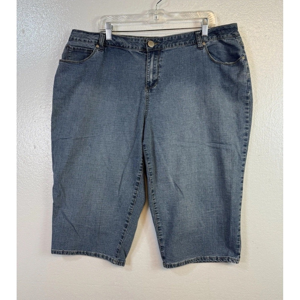 Cato‎ Womens Capri Pants Sz 20 Blue Denim Stretch Plus 40W 18L Boho Grunge